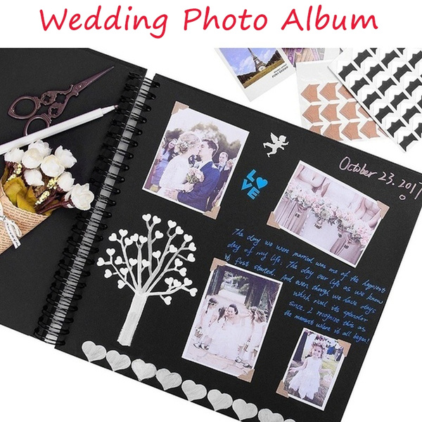 Wedding Photo Album Black Pages Handmade Family Scrapbook Anniversary  Scrapbook